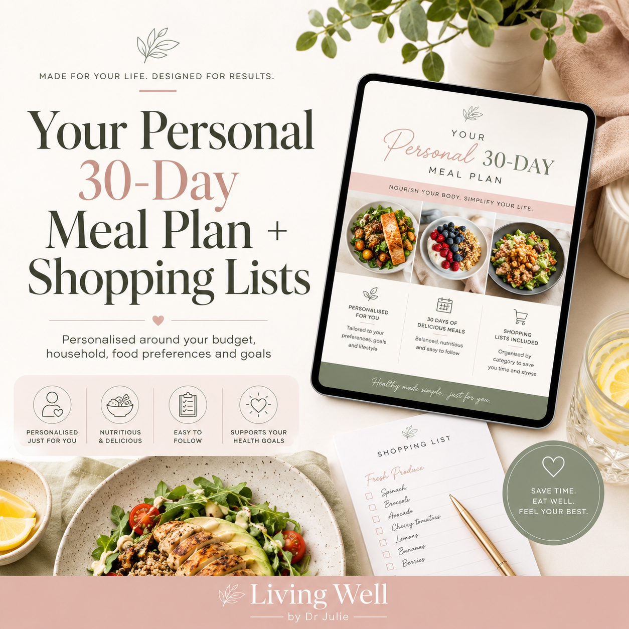 Your Personal 30-Day Meal Plan & Shopping list