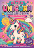 Little Minds Retro Unicorn Colouring Book for calm and relaxation (Digital Download)