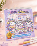 Retro Unicorns Colouring Book – Instant Digital Download | 80s Adult Colouring Pages